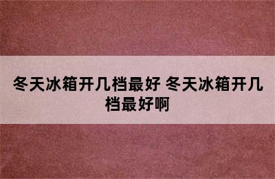 冬天冰箱开几档最好 冬天冰箱开几档最好啊